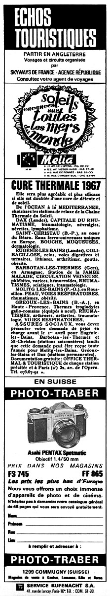 Advert Echos Touristiques 1967